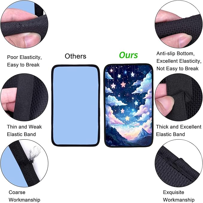 JANENFNA Car Armrest Cover Pads Universal Fashion Cute Auto Center Console Armrest Cover Pad with 2PCS Car Coasters Soft Waterproof Car Armrest Seat Protector for Women,Colorful Nebula
