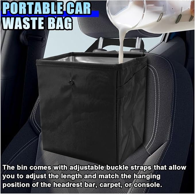Open-Top Car Trash Can- Waterproof Leakproof Hanging Car Trash Bag Auto Garbage Can for Back Seat Organizer- Large Capacity Storage Bag Auto Garbage Bin Multipurpose for Cars SUV Truck (1PC)