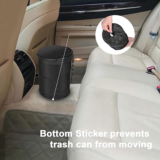 Car Trash Can, Pop up Collapsible Bin with Lid, Small Car Garbage Can for Back Seat Front Seat, Portable Bag with Hanging Hook, Vehicle Truck SUV Trash Bin