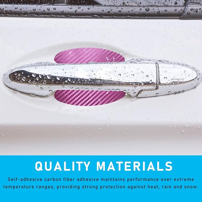 Ziciner 4 PCS Car Door Handle Sticker, Carbon Fiber Texture Auto Door Handle Protective Films, Anti-Scratches Door Side Handle Paint Guard, Universal Vehicle Accessories for Most Cars