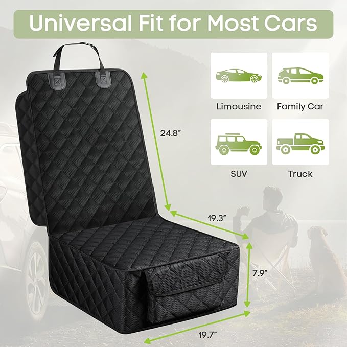 Smatto Dog Car Seat Cover, 2 Pack Waterproof Pet Front Seat Car Cover, Full Protection Dog Seat Protector with Side Flaps, Universal Size for Cars, Trucks, SUVs