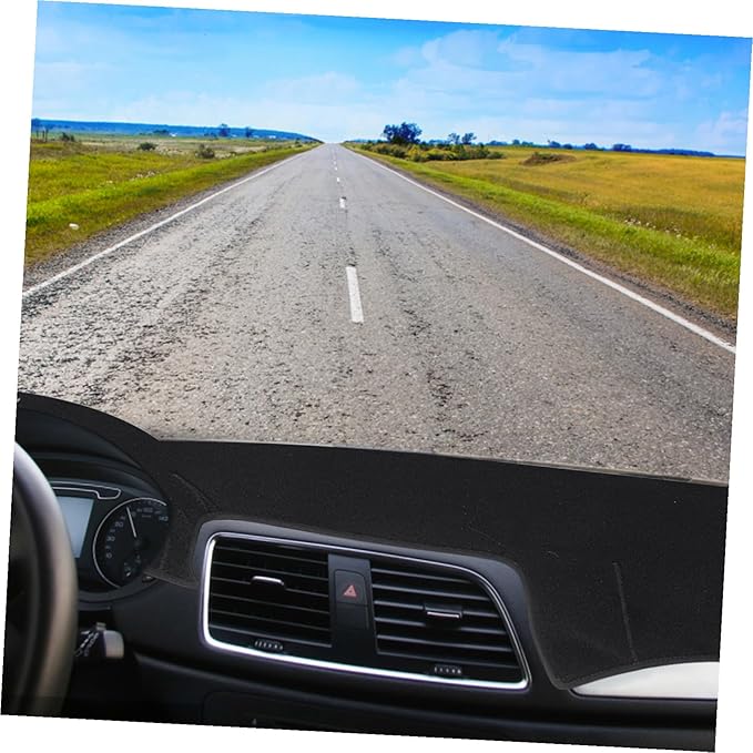 Automotive Dashboard Cover Pad Polyester Anti-Slip Dash Mat Carpet for Left-Hand Drive Cars Non-Glare Sunshade Protector with Silicone Grip Black