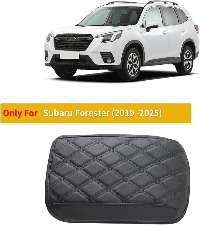 GIANT PANDA Custom Car Center Console Armrest Cover Fit 2019 2020 2021 2022 2023 2024 2025 Subaru Forester,Waterproof Faux Leather Middle Console Cover Protector - Full Protection - Black