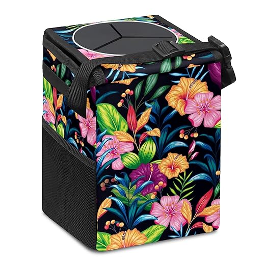 GVGHIDZ Car Trash Can – Multi-Purpose, Lightweight and Portable with Durable Water-Resistant Coating, No Installation Required, Practical and Ample Capacity, Variety of Colors.Rose Flower