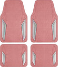 PIC AUTO Pink Rubber Floor Mats, Silver Aluminum Film with Colorful Piping Floor Mats for Cars, Car Mats with Non-Slip Backing, All-Weather, Trim-to-Fit Liner for Cars, SUVs, Trucks, Vehicles
