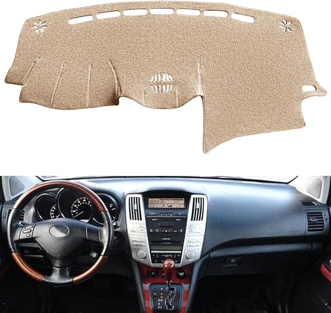Dash Cover Mat Custom Fit for 2004-2006 Lexus RX330,2007-2009 RX350, 2006-2008 RX400h, Dashboard Cover Pad Carpet Protector (Beige) F82