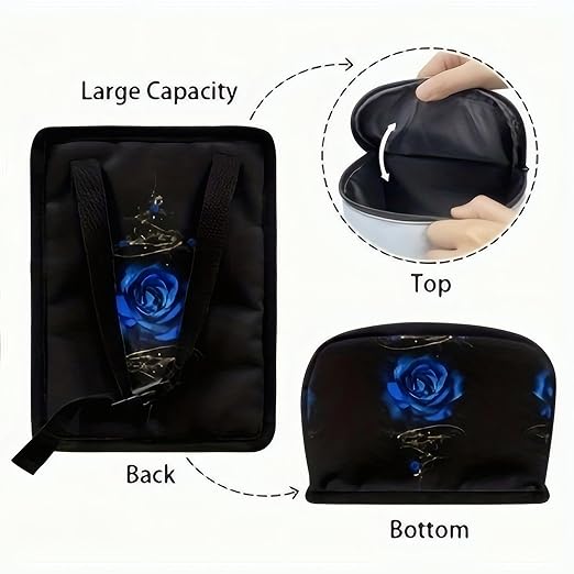 5L Large Capacity Multipurpose Trash Bin for Van Car Trash Can with Lid Trash Bag Hanging with Storage Pockets Leak-Proof SUV Organizer Collapsible and Portable Truck Garbage Bin (Deep Blue Rose)