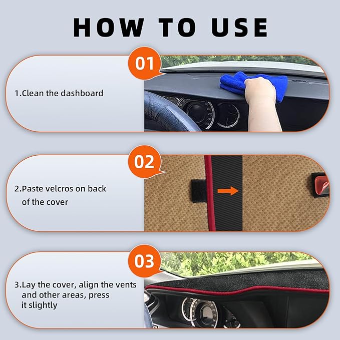 KEYOOG Dashboard Cover Dash Mat Fit for Fo-rd F-150 2008-2004 (for Left Hand Drive), Car Dash Board Mat Anti-Glare Carpet, Non-Slip Pad Sunshield Protector (Red Border Banding)