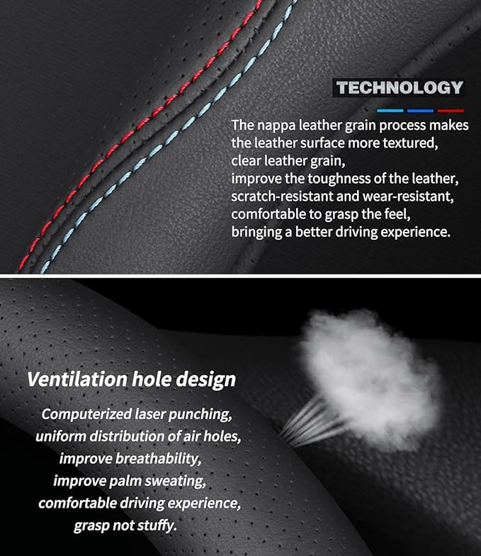 Universal Car Microfiber Leather Steering Wheel Cover Anti-Slip for 14.5"-15" (Black-Brown)