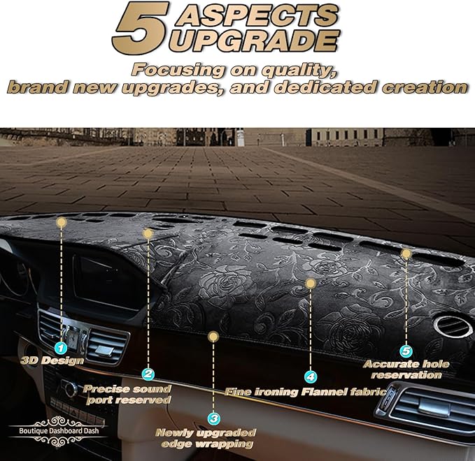 TUCAREST Dash Cover Fit for 20-24 to-yota Corolla/19 Corolla SE XSE 4-Door Hatchback Nonslip Dash Cover Mat Sunshade No-Glare Slip Pad Carpet Sunshield Protector (Without HUD) Flannel Black Embossed