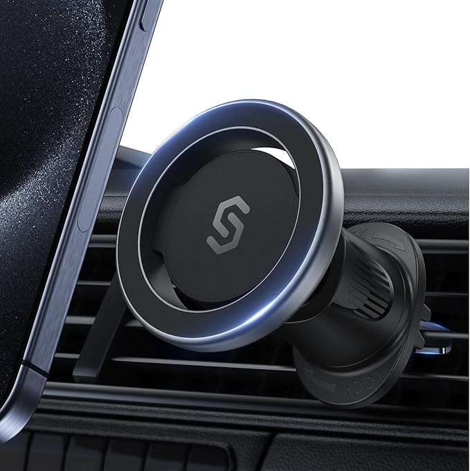 SYNCWIRE for MagSafe Car Mount, Flexible Rotation Magnetic Phone Holder for Car Vent, Hands Free Car Air Vent Phone Holder Clip Universal Compatible with iPhone 17 Pro Max 16 15 14 13 12 MagSafe Case