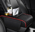 Car Armrest Center Console Cover for Jeep Grand Cherokee (WK2) 2011–2021, Center Console Pad with Cup Holder, Multifunctional Armrest Cushion,A Black+Red