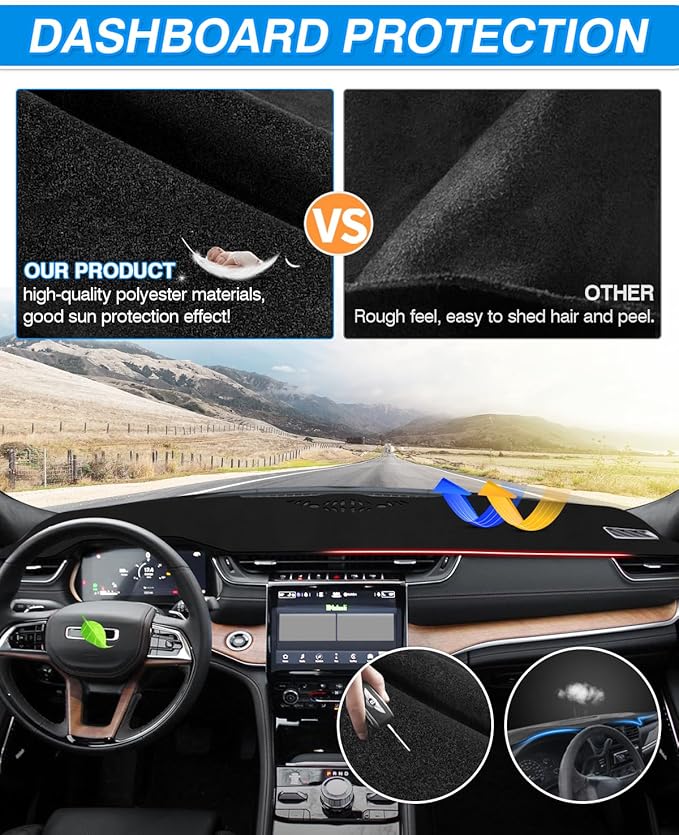 CARTIST Felt Dashboard Cover Fits for Jeep Grand Cherokee L 2021-2025 Accessories Dash Board Mat Non-Slip Dash Mat(Not Fit Jeep Grand Cherokee)