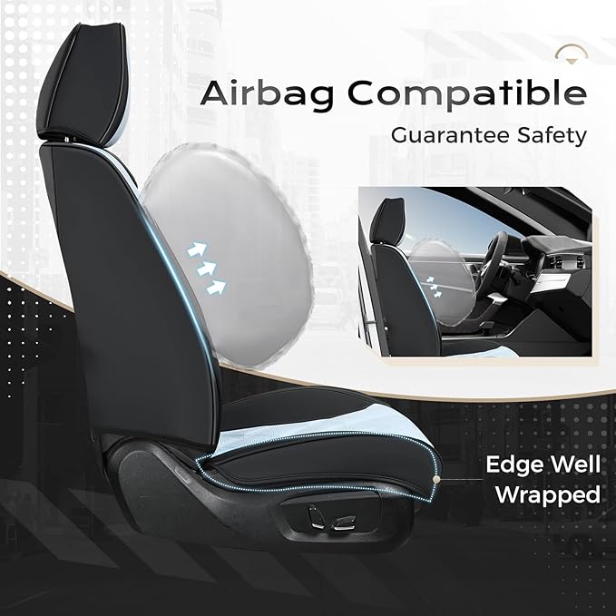 Coverado Car Seat Covers Full Set, Seat Covers for Cars, Front Seat Covers and Back Seat Cover Waterproof Leather Automotive Seat Cover, Universal Car Interior Protectors Cushion for Most Cars