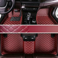 Custom Personalized Floor Mats for Cars - Luxury Full Coverage All Weather Mats, Anti-Slip Leather Mat Set, Fit for 99% of Cars, SUVs & Trucks (Wine Red, A-Diamond)