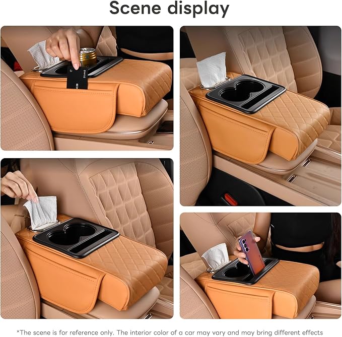 Civenhhd Car Armrest Pad, Universal Armrest Cushion Pad, Leather Armrest Box Pad