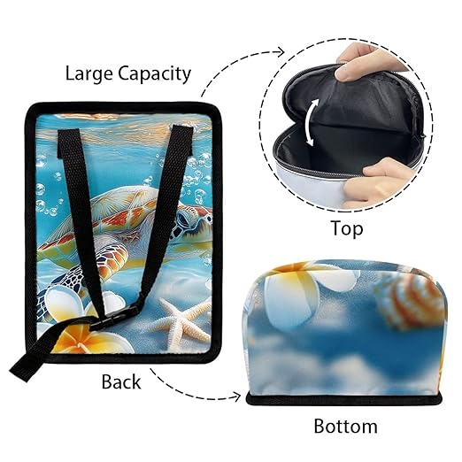 Talayituse Turtle Starfish Conch Plumeria Print Car Trash Can with Lid, Leak Proof Auto Trash Bag Hanging Vehicle Garbage Can Multipurpose Storage Container for Back Seat Road Trip