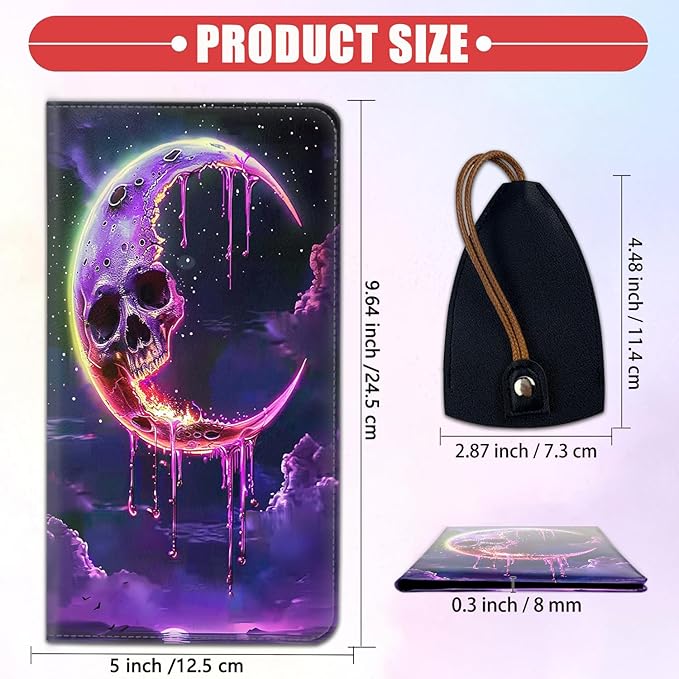 Car Registration and Insurance Card Holder for Women Men, Waterproof PU Leather Glove Box Car Organizer with Magnetic Shut, Vehicle Document Holder for Driver License,Cards, Psychedelic Moon Skull