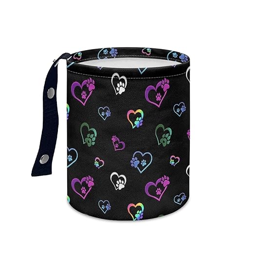 Colorful Dog Paw Heart Car Trash Bag, Car Trash Can - Cute, Portable, Collapsible for Back Seat, Floor, or Hanging Headrest Waste Basket