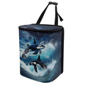 DISNIMO Ocean Killer Whale Hanging Car Trash Can Black Car Garbage Storage Bag with Lid Auto Rubbish Bin Leak-Proof Cars Trash Can Portable Organizer for Men Women Keeps Clean