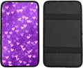 Heart Purple Car Center Console Cover Universal Car Armrest Cover Waterproof Auto Armrest Seat Box Mat Protector Decoration Car Center Console Cushion Pad for Most Vehicle SUV Truck