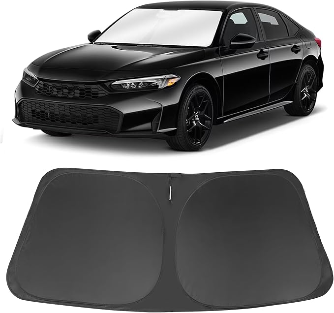 Windshield Sun Shade Custom Fit for 2022 2023 2024 2025 Honda Civic 11th Gen Accessories Foldable Sunshade Sun Blocker Protect Car from Sun Rays & Heat Damage Keep Car Cooler