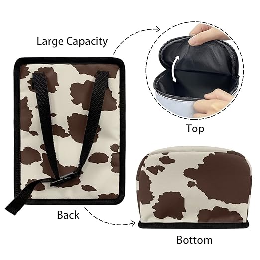 Brown Cow Car Trash Can with Lid Collapsible Reusable Waterproof Car Garage Bag, Cow Print Automotive Garbage Can, Car Accessories Interior Car Organizer with Adjustable Straps