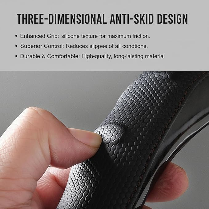 Heavy Duty Truck Steering Wheel Cover 17.5-18 Inch, Carbon Fiber with Anti-Slip Grip, X-Large Wheel Protector for Commercial Semi-Trucks, Buses and RVs (Red/Black)