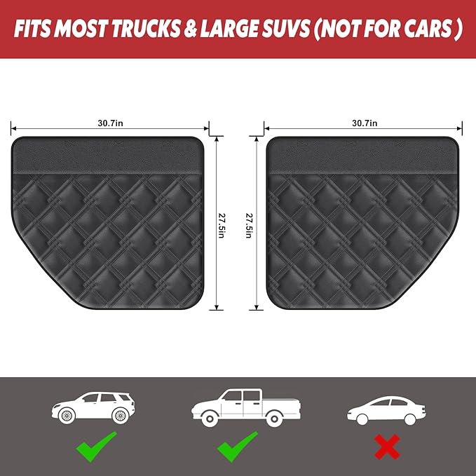 Surfcabin Dog Car Door Protector – 20% Larger Design for Trucks & Large SUVs, 2 Packs PU Material Thickened Waterproof Door Panel Covers, Protects Doors from Dog Scratching