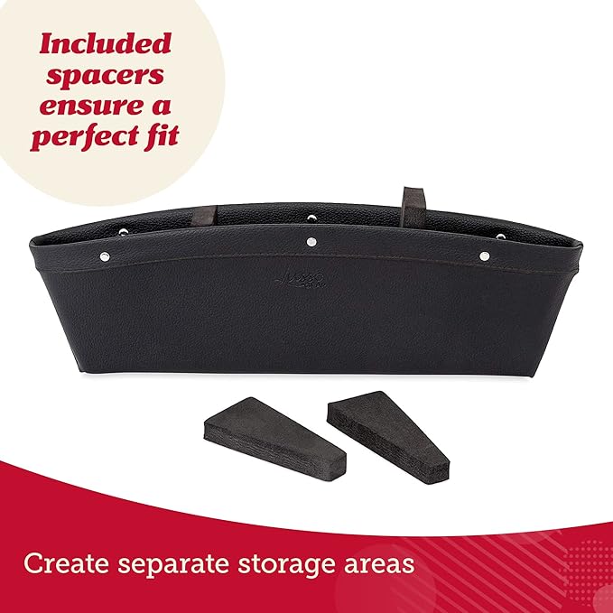 Lusso Gear Car Seat Gap Filler Organizer - 2-Pack Water-Resistant Storage for Auto Accessories - Universal Fit for Travel Essentials - Secure Spacer Organizes Car Essentials - Vegan Leather, Black