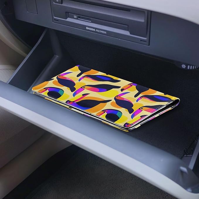 ALAZA Color Block Toucan Car Registration and Insurance Card Holder Vehicle Glove Box Car Organizer Driver License Documents Holder Waller Case Organizers