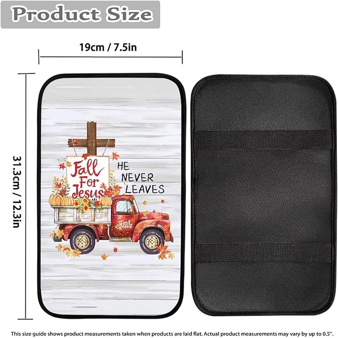 Center Console Cover for Women Men Southwestern Car Accessories Armrest Cover Center Seat Box Pad, Fall Truck
