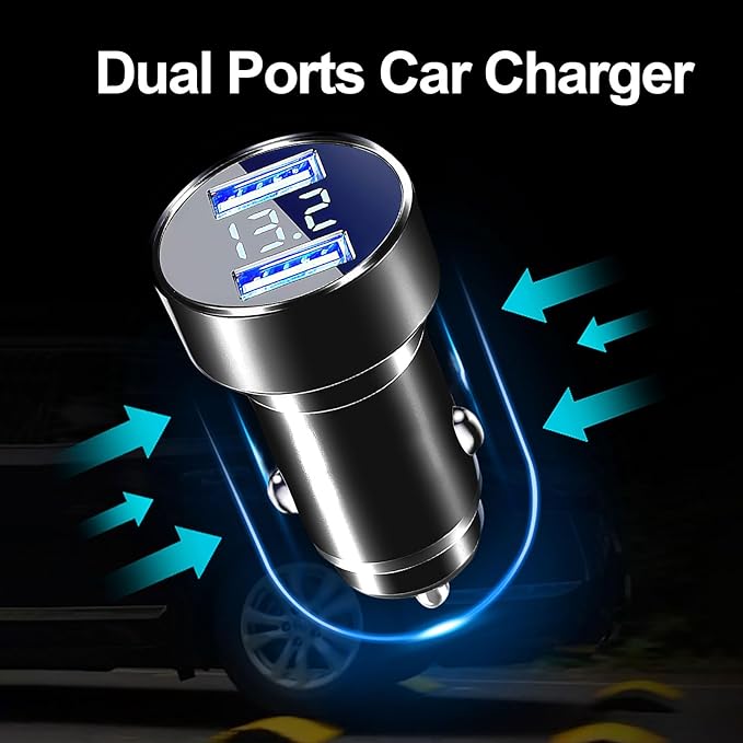 USB A Car Charger, 2Pack Fast Charging Dual Port USB Cigarette Lighter Adapter for iPhone 14 13 12 11 Pro Max SE XR X 8 7 6, iPad