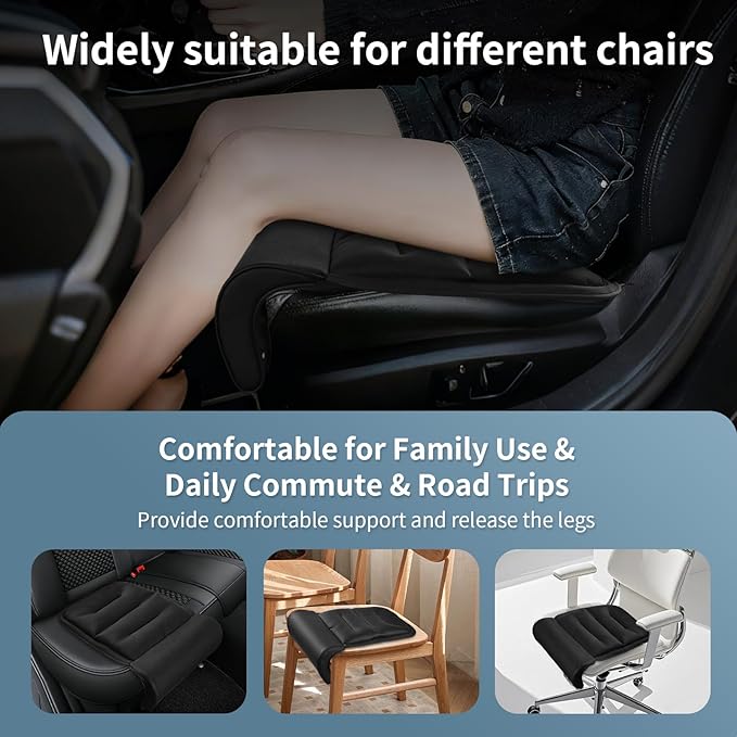 Car Seat Leg Extender Support Cushion, Memory Foam Driver Leg Rest Pad for Long Drives, Car Seat Extender Gap Filler for Knee & Thigh Support, Universal Fit for Car Office Chair Recliner