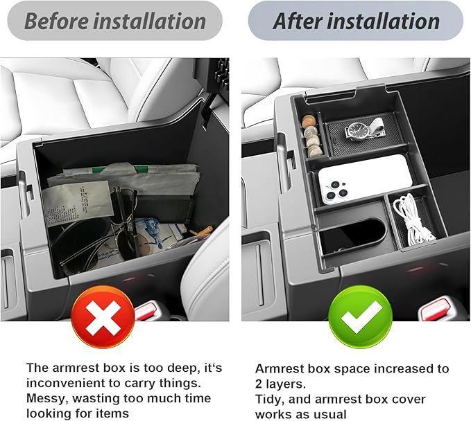 SKTU for 2007-2021 Toyota Tundra Center Console Organizer for 2007-2021 Toyota Tundra/Sequoia Console Tray 2007-2021 Tundra Sequoia Accessories ABS Durable Armrest Storage Box