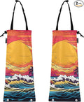 ALAZA Hanging Car Trash Bags Garbage Bag Trash Can for Back Seat Small Sea Wave Sunset Washable Storage Bag Retractable 2 Pack