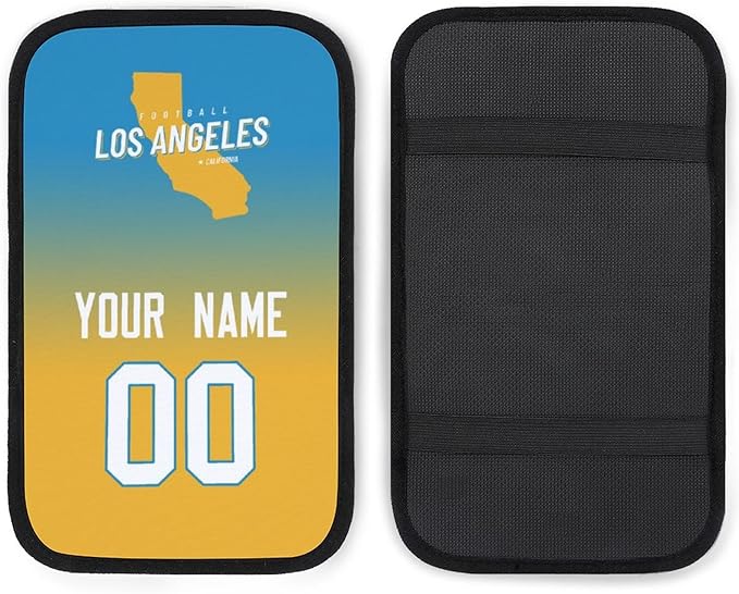 Custom Football Car Armrest Covers Universal Auto Center Console Pad Car handrail Box Cushion Personalized Add Name & Number Fans Gift Fit Suit for SUV Truck Sedan Van