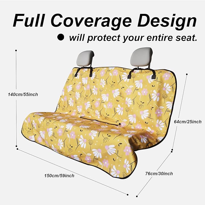 nbnhxnff Sweat Towel Car Seat Cover Protector Rear Seats for Gym Workout,Running,Swimming,Beach and Hiking,Waterproof Universal Seat Cover for Car,Trucks,Van&SUV(Yellow Chamomile, 1pcs Rear Seat)