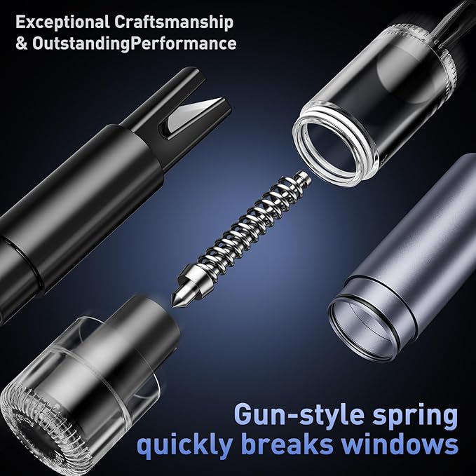 SKINNYON Window Breaker Seatbelt Cutter for All Cars, 3 Pack Upgraded Transparent Lid Safe Hammer Glass Breaker Under Water, 2 in 1 Emergency car Escape Tool, Small car Window Breaker Tool, car Things