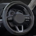 West Llama Microfiber Leather Car Steering Wheel Cover Universal Fit 15-15.5 inch SUV,Sedan,Car,Trucks(Black+Blue Line-M-Large Size)