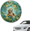 Floral Sloth Leaf Pattern Universal Steering Wheel Sun Shade Fit Most Car Truck SUV Van Block UV Rays Steering Wheel Sun Cover Car Rudder Visor Steering Wheels Accessories