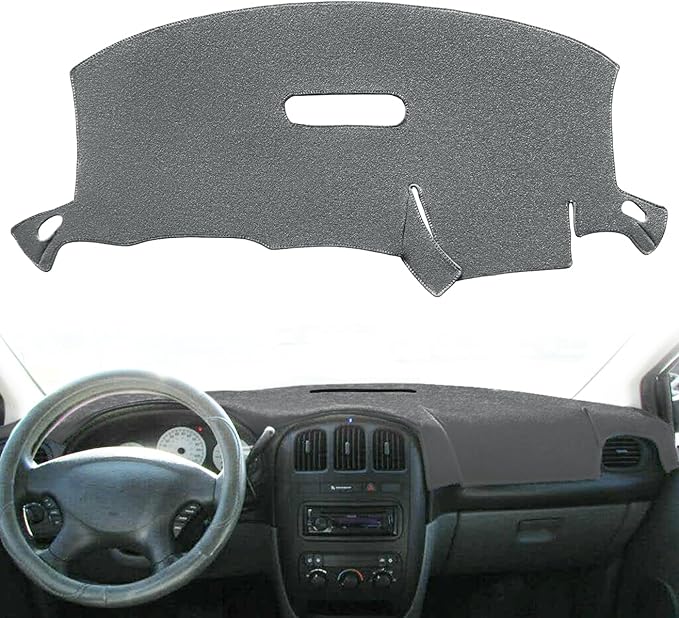 Yiz Dash Cover Mat Custom Fit for Dodge Caravan/Grand Caravan/Chrysler Town Country/Voyager/Grand Voyager Without Raised Display w/o Sensor and Speaker,Dashboard Cover Pad Carpet (Dark Gray) J128