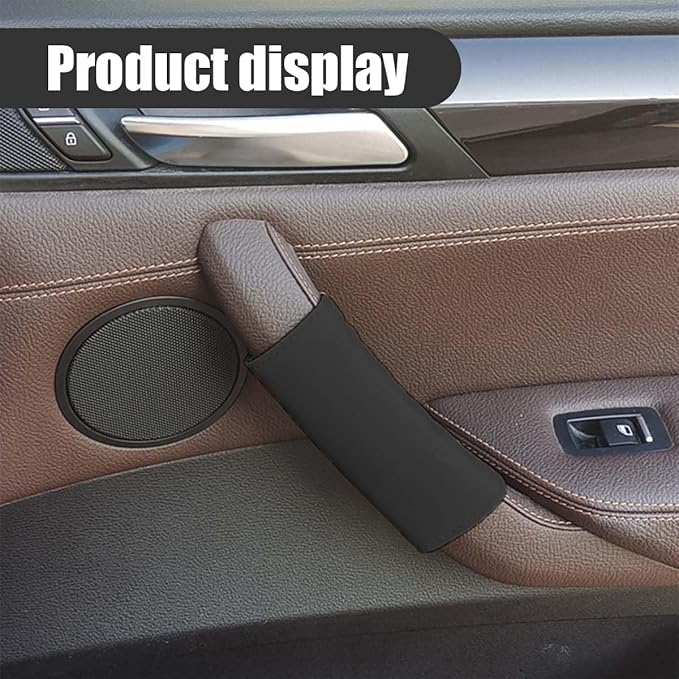 2PCS Car Grab Handle Cover, Anti-Scratch Auto Inner Front Rear Door Pull Handle Cover, PU Leather Door Grip Gloves Protector Auto Interior Decoration Accessories for Car, Truck, SUV (Black)