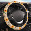 Vintage Sunflower Steering Wheel Cover Women Men Elastic Stretch Soft Car Wheel Protector Universal Breathable No-Slip Car Accessories for Truck Van SUV Auto Fit 14-15 Inches