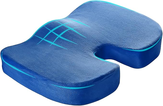 Car Seat Cushion, Memory Foam Cushion for Tailbone Pain & Sciatica Relief, Ergonomic Seat Cushion Comfortable Chair Relief Pillow for Car Office Wheelchair, car Accessories (Royal Blue)
