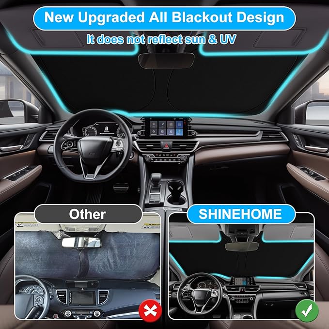 SHINEHOME Car Windshield Sun Shade for 2018-2024 2025 2026 Honda Accord Front Window Sun Visor Reflector 210T Blocks UV Rays Foldable Sunshade Car Interior Protection Accessories