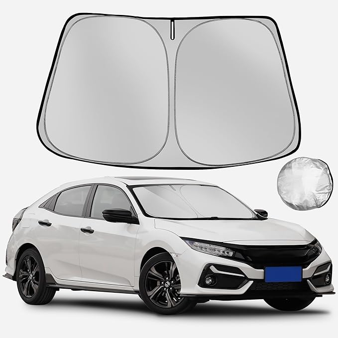Fonowka Windshield Sun Shade for 2016-2021 Civic Foldable Sun Sunshade for Car Front Window Blocks UV Rays and Heat Automotive Interior Protector Custom Fit Accessories