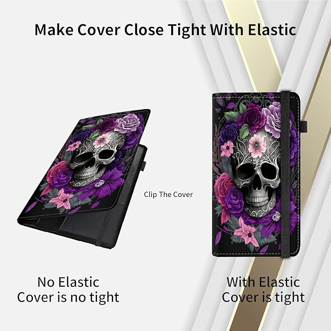 RAUEDWDJS Car Registration and Insurance Holder,Leather Vehicle Glove Box Organizer Wallet Case for Driver's License,ID Key Information Cards-Purple Skull
