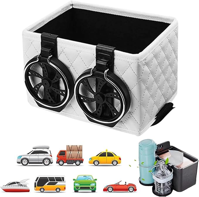 ZMPDJG 2025 New Meonsopoli Car Armrest Storage Box, Car Armrest Storage Box with 2 Cup Holders, Universal Between Seat Console Organizer with Phone Slot (B)