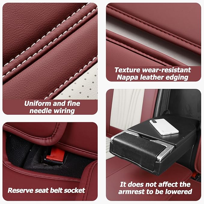 Car Seat Covers Full Set for 5 Seats - Nappa Leather 3D Foam Back Support, Super Breathable, All Season Car Seat Cushion with Storage Bags, Universal Fit for Most Cars, Colour- Black Gray